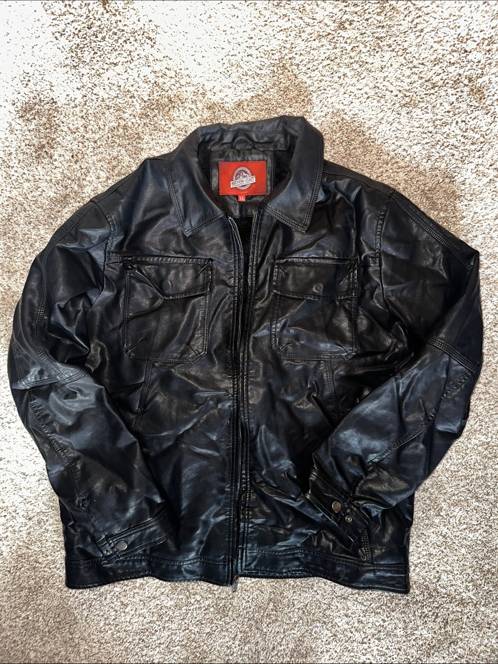 Men's Black Leather Bomber Jacket by Northern Legacy